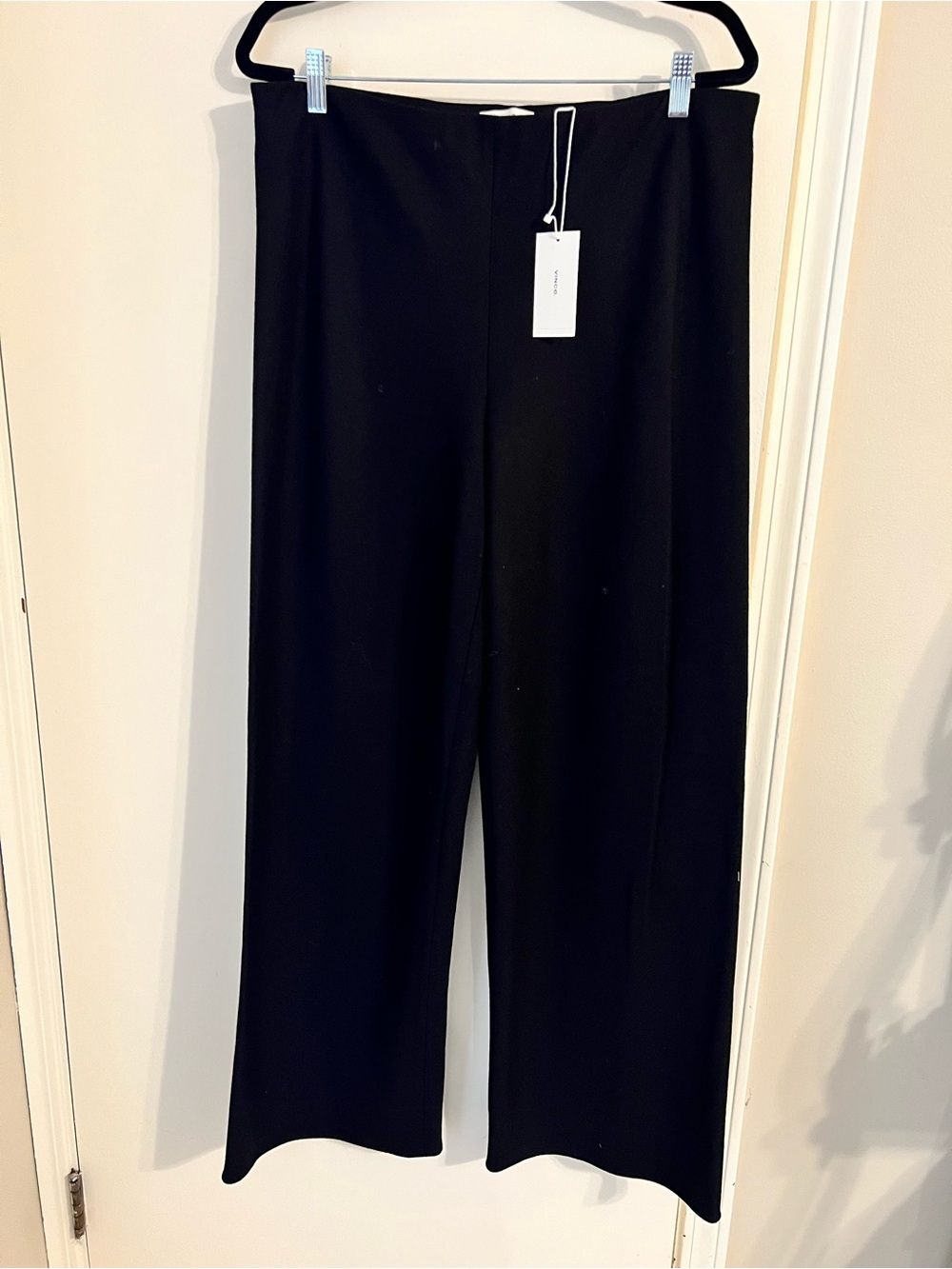 NWT Vince High Waist Black Wool Blend Bias Waist Pant - Size L